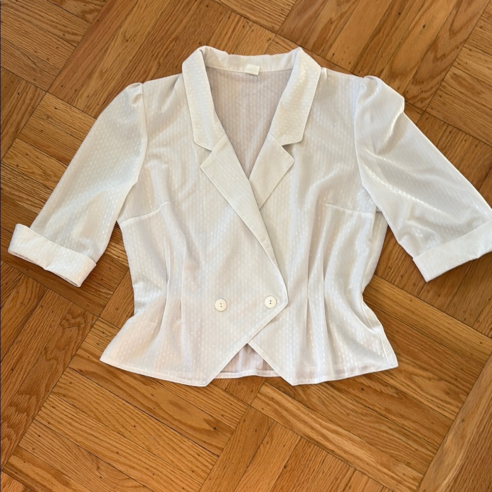 Vintage White Tailored Blazer with Lapels